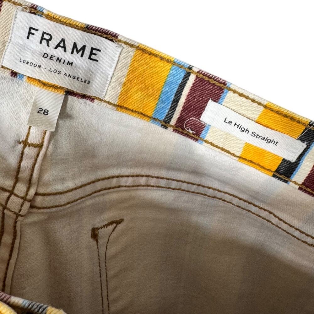 Frame Denim Le High Straight Painterly Stripe 28 Funky Retro Bold Print Stretch - Picture 5 of 6